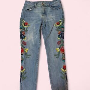 For The Republic blue floral embroidered jeans Size 6- 27